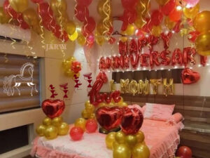 anniversary decoration with balloon and heart foil balloon